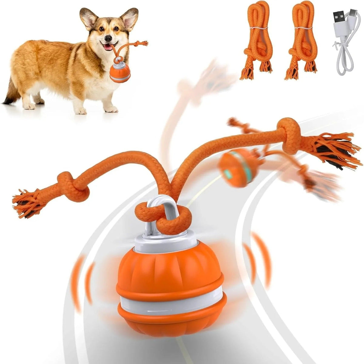 Interactive Pet Rolling Ball Toy USB Rechargeable